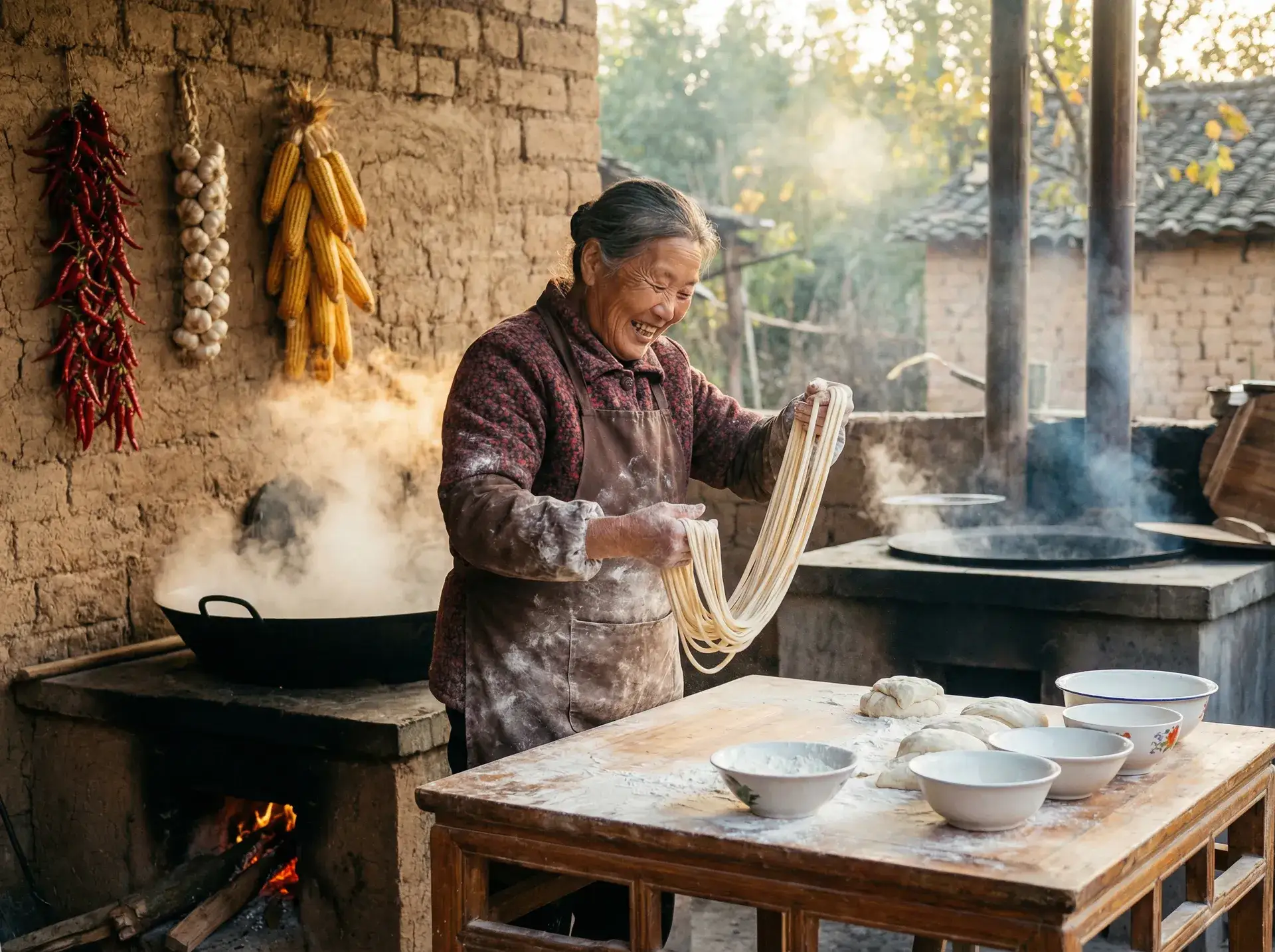 农家大嫂手擀面 - 女子裸 乡村美食